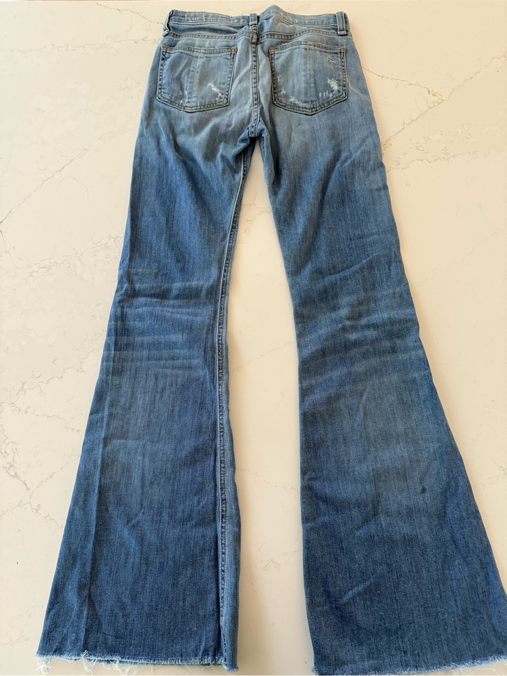 Rag & Bone Distressed Flare Jeans Light Wash Raw Hem Bell Bottom Denim - Picture 4 of 6